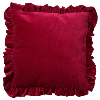 YARA - Coussin - rouge en velours 45x45 cm uni