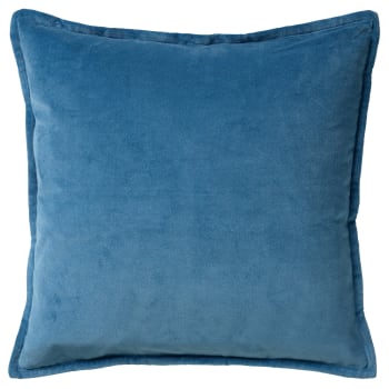 CAITH - Coussin - bleu en velours 50x50 cm uni