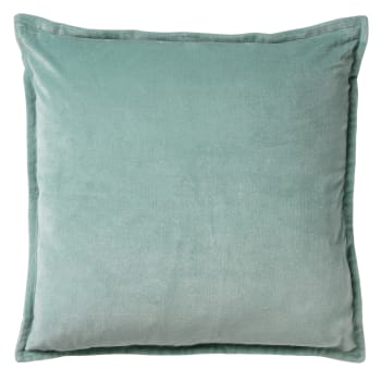 CAITH - Coussin vert en velours 50x50 cm uni