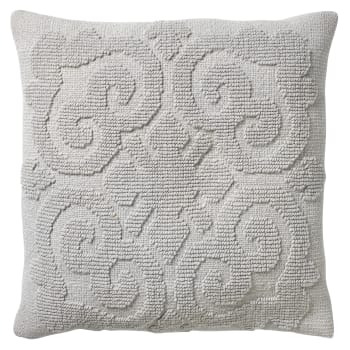 TOMMY - Coussin - gris en coton 45x45 cm avec motif