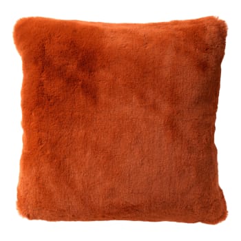 ZAYA - Coussin - orange fausse fourrure 45x45 cm uni