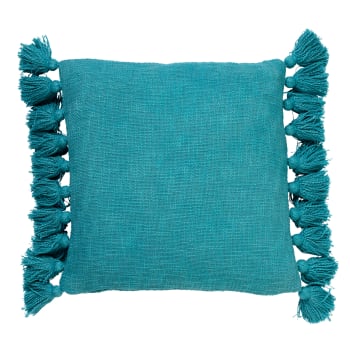 RUBY - Coussin - bleu en coton 45x45 cm uni