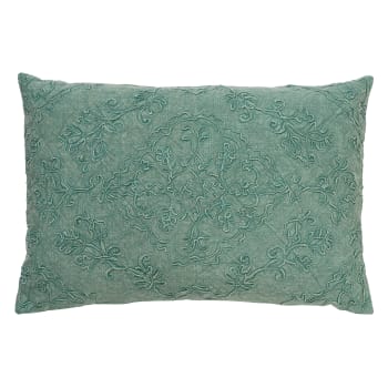 EVY - Coussin - vert en coton 40x60 cm avec motif fleuri