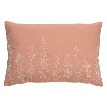 MADELIN - Coussin - rose en coton 40x60 cm avec motif fleuri