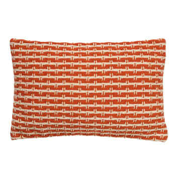 DANA - Housse de coussin orange en coton-40x60 cm avec un motif à carreaux