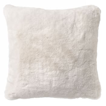 ZAYA - Housse de coussin blanc fausse fourrure-45x45 cm uni