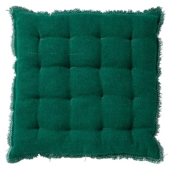 BURTO COUSSIN DE SOL - Galette de chaise vert en coton 40x40 cm uni