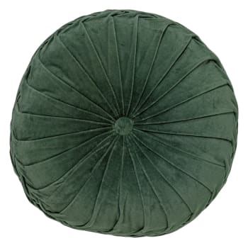 KAJA - Coussin rond vert en velours 40 cm uni