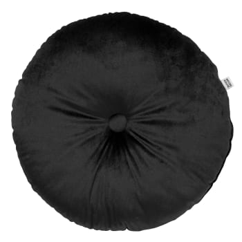 OLLY - Coussin rond noir en velours 40 cm uni