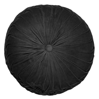 KAJA - Coussin rond noir en velours 40 cm uni
