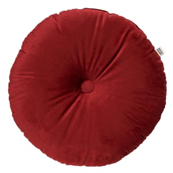 OLLY - Coussin rond rouge en velours 40 cm uni