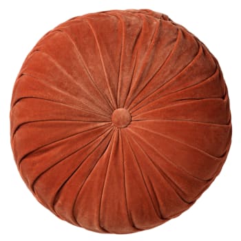 KAJA - Coussin rond orange en velours 40 cm uni