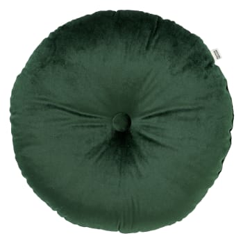 OLLY - Coussin rond vert en velours 40 cm uni