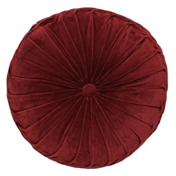 KAJA - Coussin rond rouge en velours 40 cm uni