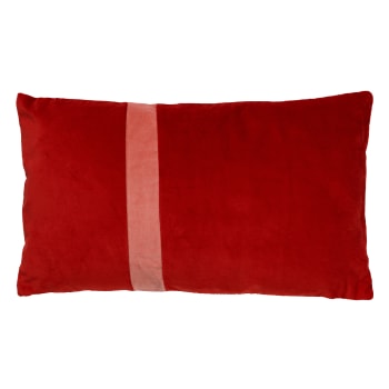 PIPPA - Housse de coussin rouge en velours-30x50 cm avec motif rayé