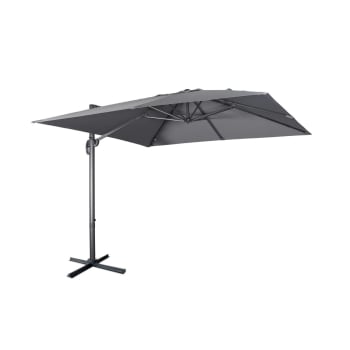 Falgos - Sombrilla jardin, parasol excentrico cuadrado, gris, 300x300cm