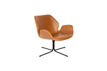 Lazy - fauteuil lounge en cuir marron