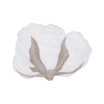 FLEUR DE COTON - Tapis coton motif fleur de coton 120x130