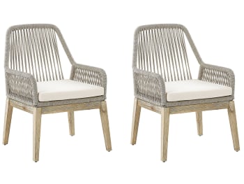 Olbia - Conjunto de 2 sillas de jardín beige crema gris pardo