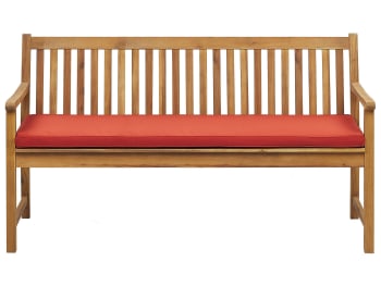 Vivara - Banc avec coussin Bois d'acacia certifié 160 cm Rouge foncé