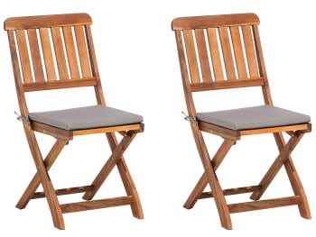 Cento - Lot de 2 chaises de jardin avec coussins gris