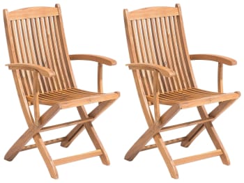 Maui - Lot de 2 chaises de jardin bois clair