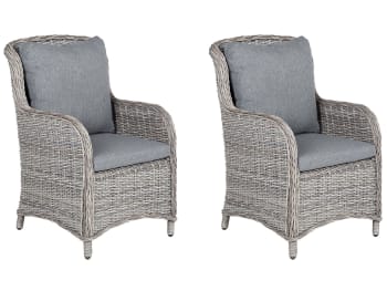 Cascais - Lot de 2 chaises de jardin grises avec coussin