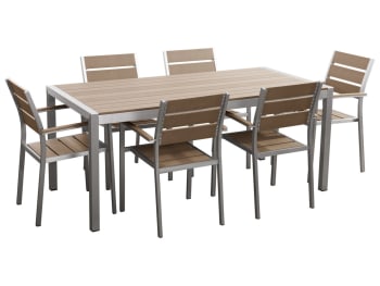 Vernio - Set de salle à manger 6 personnes en bois synthétique bois clair