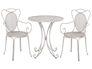 Cilento - Ensemble de terrasse bistrot table et 2 chaises grises