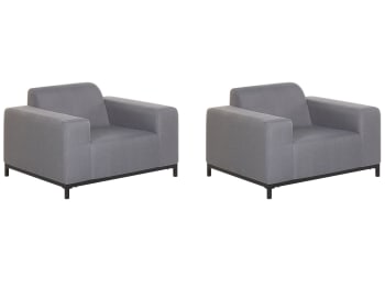 Rovigo - Lot de 2 fauteuils de jardin en tissu gris pieds noirs