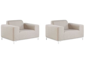 Rovigo - Lot de 2 chaises de jardin beige et blanc