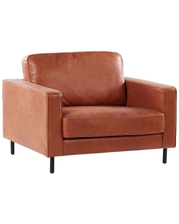 Savalen - Fauteuil Cuir PU Marron doré