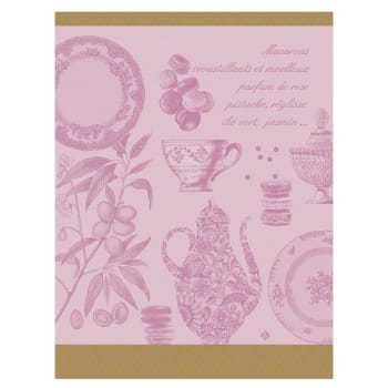 Macarons - Torchon en coton rose 60 x 80