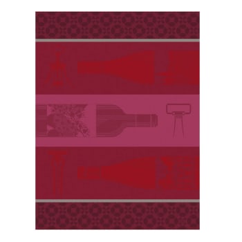 Vin en bouteille - Torchon en coton rouge 60 x 80