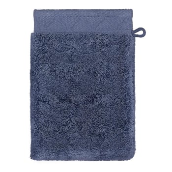 Caresse - Gant de toilette en coton bleu orient 15 x 22