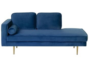 Miramas - Chaise longue velluto blu marino sinistra