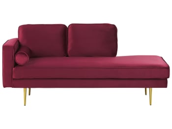 Miramas - Chaise longue velluto rosso scuro sinistra