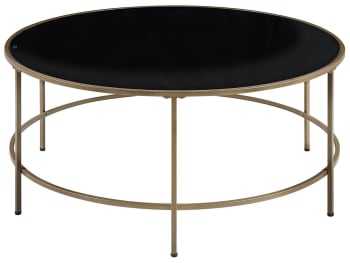 Florence - Tavolino da caffè vetro nero e oro ⌀ 88 cm