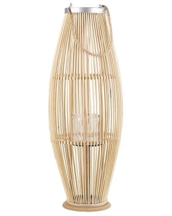 Bougeoir Lanterne Bois/Métal/Verre 22X22X45 Cm