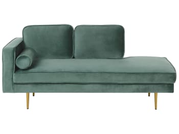 Miramas - Chaise longue velluto verde menta sinistra