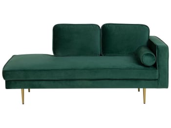 Miramas - Chaise longue velluto verde smeraldo destra