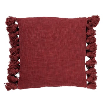 RUBY - Housse de coussin rouge en coton-45x45 cm uni
