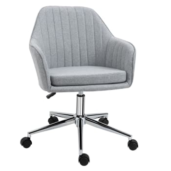 Chaise de bureau design contemporain piètement chromé lin gris