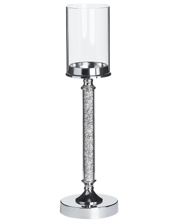 Abbeville - Kerzenständer Glas Metall silber 48 cm