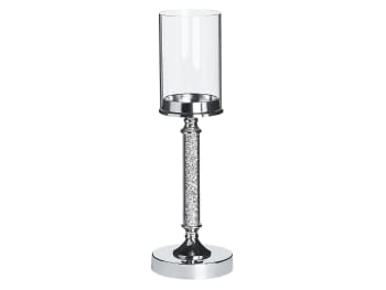 Abbeville - Kerzenständer Glas Metall silber 41 cm