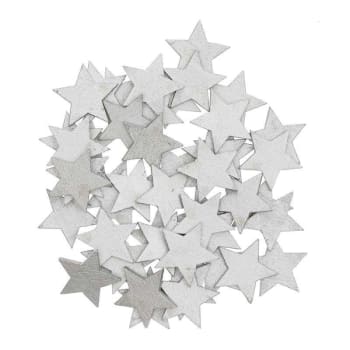 ÉTOILES - Confeti estrella de madera plateada