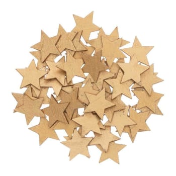 ÉTOILES - Confeti estrella de madera dorada