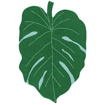 MONSTERA - Tapis coton motif feuille tropicale monstera 120x160