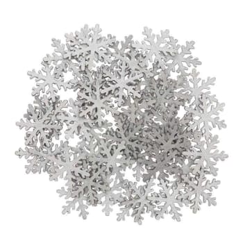 FLOCONS - Confeti de copos de nieve de madera plateada