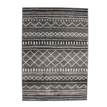 Venise - Tapis toucher laineux imprimé motifs ethniques noir 133x190
